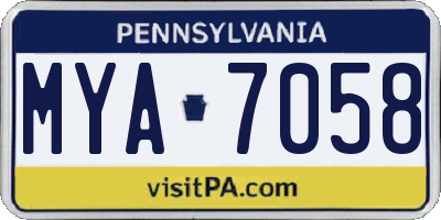 PA license plate MYA7058
