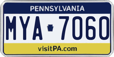 PA license plate MYA7060