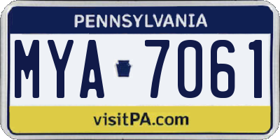 PA license plate MYA7061