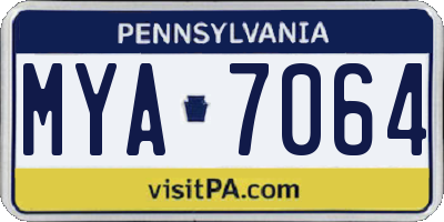 PA license plate MYA7064