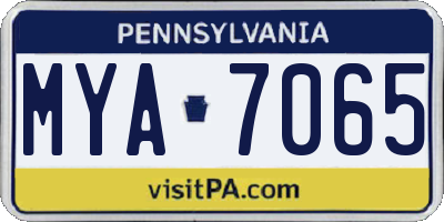 PA license plate MYA7065