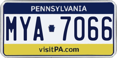 PA license plate MYA7066