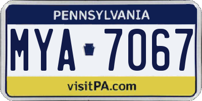 PA license plate MYA7067