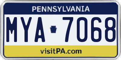 PA license plate MYA7068