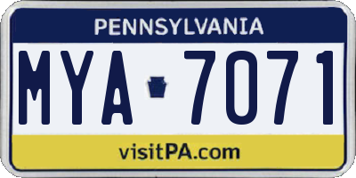 PA license plate MYA7071