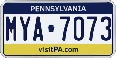 PA license plate MYA7073