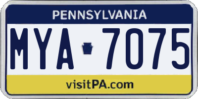 PA license plate MYA7075