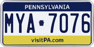 PA license plate MYA7076