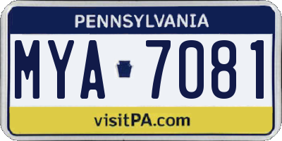 PA license plate MYA7081