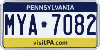 PA license plate MYA7082