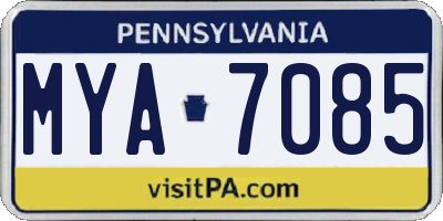 PA license plate MYA7085