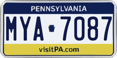 PA license plate MYA7087