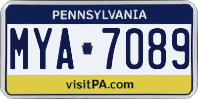 PA license plate MYA7089