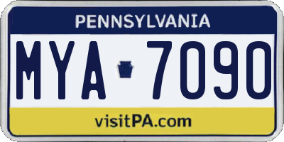 PA license plate MYA7090