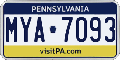 PA license plate MYA7093