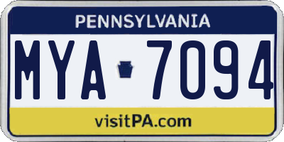 PA license plate MYA7094