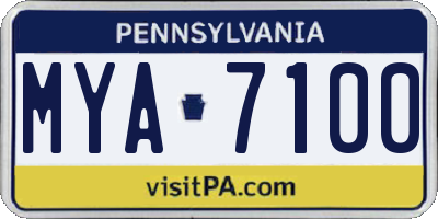 PA license plate MYA7100