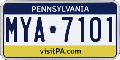 PA license plate MYA7101
