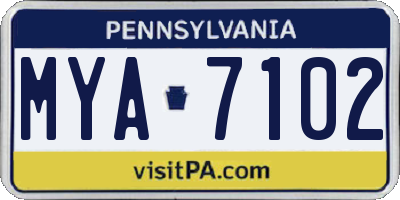PA license plate MYA7102