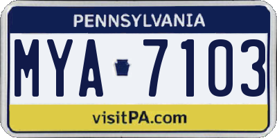 PA license plate MYA7103