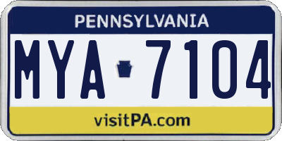 PA license plate MYA7104