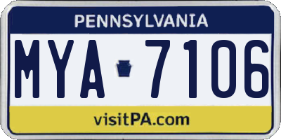 PA license plate MYA7106