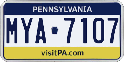 PA license plate MYA7107