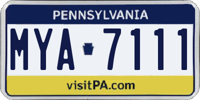 PA license plate MYA7111