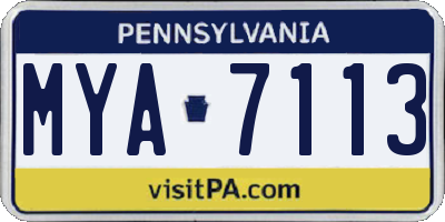 PA license plate MYA7113