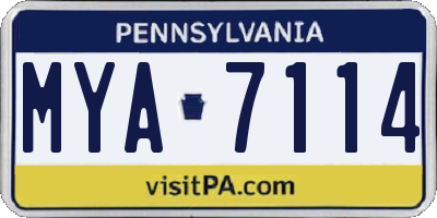 PA license plate MYA7114