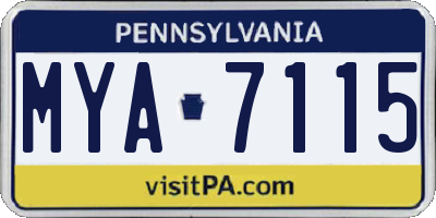 PA license plate MYA7115