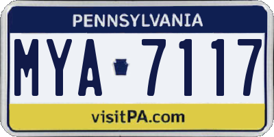 PA license plate MYA7117
