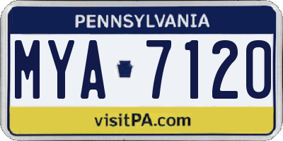PA license plate MYA7120