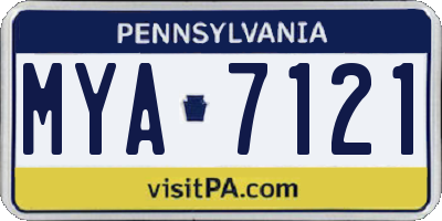 PA license plate MYA7121
