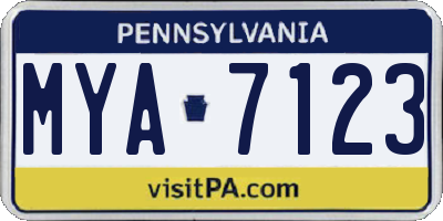 PA license plate MYA7123