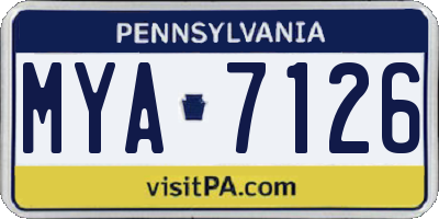 PA license plate MYA7126