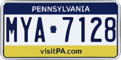 PA license plate MYA7128