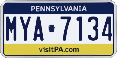 PA license plate MYA7134