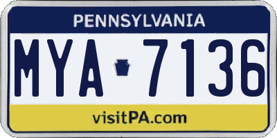 PA license plate MYA7136