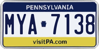 PA license plate MYA7138