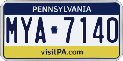 PA license plate MYA7140