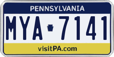 PA license plate MYA7141