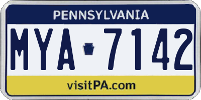PA license plate MYA7142