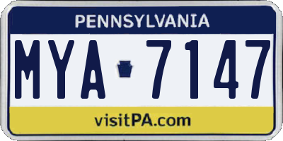 PA license plate MYA7147