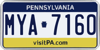 PA license plate MYA7160