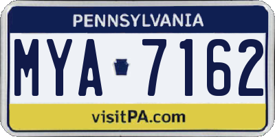 PA license plate MYA7162