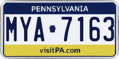 PA license plate MYA7163