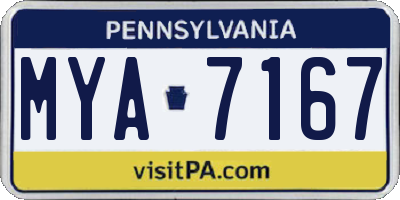 PA license plate MYA7167