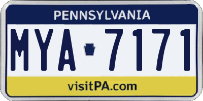 PA license plate MYA7171