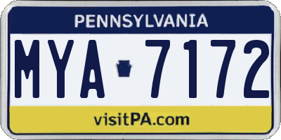 PA license plate MYA7172